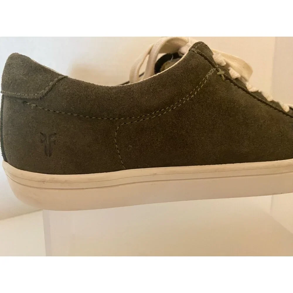 Frye Kerry Suede Sneakers Women 8.5 Fatigue Green Low Top Comfort Trainers Shoes